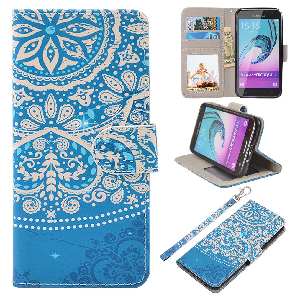 J3 2016 Case, MagicSky Galaxy J3 Wallet Case Folio Flip Premium PU Leather Case Cover with Card Holder Slot Pockets, Wrist Strap, Magnetic Closure For Samsung Galaxy J3 (2016) SM-J320 5.0\
