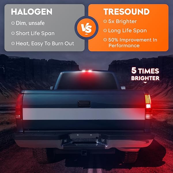 TRESOUND LED TAIL LIGHT + 3RD THIRD BRAKE CARGO LAMP FOR RAM 1500 1994-2001, FOR RAM 2500 3500 1994-2002, HIGH MOUNT STOP LIGHT REAR TAILLIGHT ASSEMBLY, 55055264AC, 55055265AC