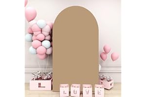 SOMUAUY Brown Arch Cover Khaki Wedding-Arch-Cover 7.2ft Tan Arched Stand Covers Round Top Chiara Backdrop Covers Dounble Sided Arches Backdrop for Baby Shower Gender Reveal Party Ceremony