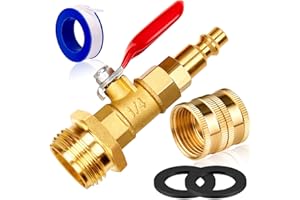 WINAMOO Dual Purpose Winterize Adapter with Quick Plug&3/4" GHT Thread, Brass Made Winterizing Quick Fitting with Ball Valve, Easy Blow Out Water to Winterize RV/camper/boat/trailer/Garden Hose Water Lines