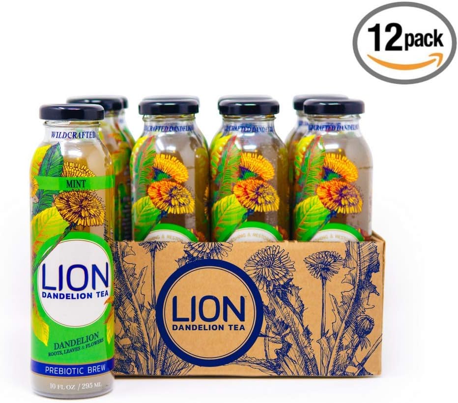 Dandelion Root Tea LION (Mint) Super Detox Tea Anti-inflammatory and Antioxidant Boost Immune System Delicious and Refreshing Bottled Tea Using Dandelion Leaf, Root
