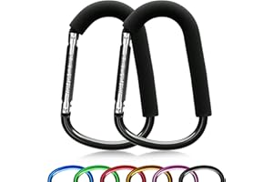 sprookber 6.7 Inch Large Stroller Hooks for Diaper Bags & Purses, Heavy Duty Mommy Hooks for Shopping, Grocery, Backpack – Baby Stroller Accessories, Set of 2 (Black)