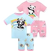 DAUGHTER QUEEN Girls Summer Pajamas Set 4 Pieces 100% Cotton Sleepwear Size 18 Months-12 Years