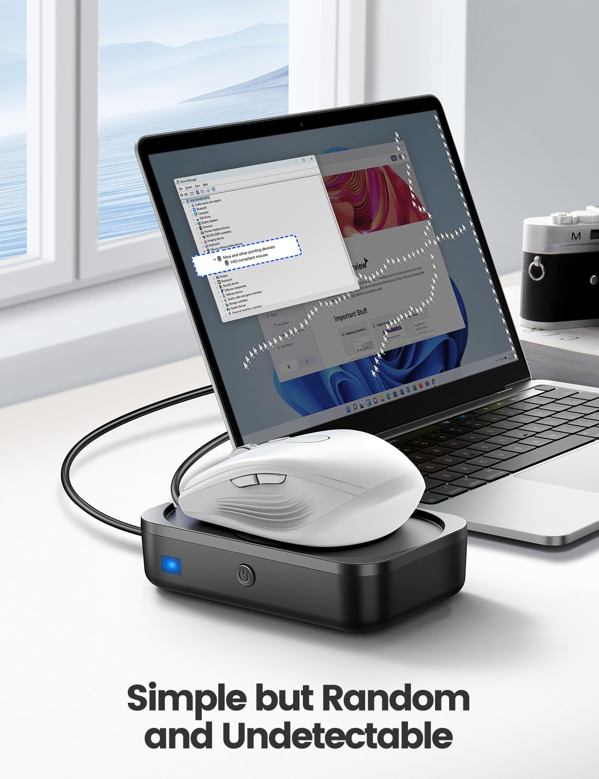 Meatanty Easier-to-Use Mouse Jiggler, 100% Undetectable Mouse Mover, Automatic Mouse Shaker Wiggler Computer Moving Device Pad, Mechanical Random Vibration for Office Remote Work and Life Balance