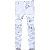 FREDD MARSHALL Men's Skinny Slim Fit Ripped Distressed Stretch Jeans Pants