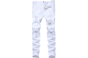 FREDD MARSHALL Men's Skinny Slim Fit Ripped Distressed Stretch Jeans Pants