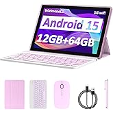 Android 15 Tablet 10 Inch, 12GB RAM+64GB ROM+1TB Expandable, 2 in 1 Tablets with Keyboard/Case/Mouse/Stylus, 1.8Ghz Quad-core