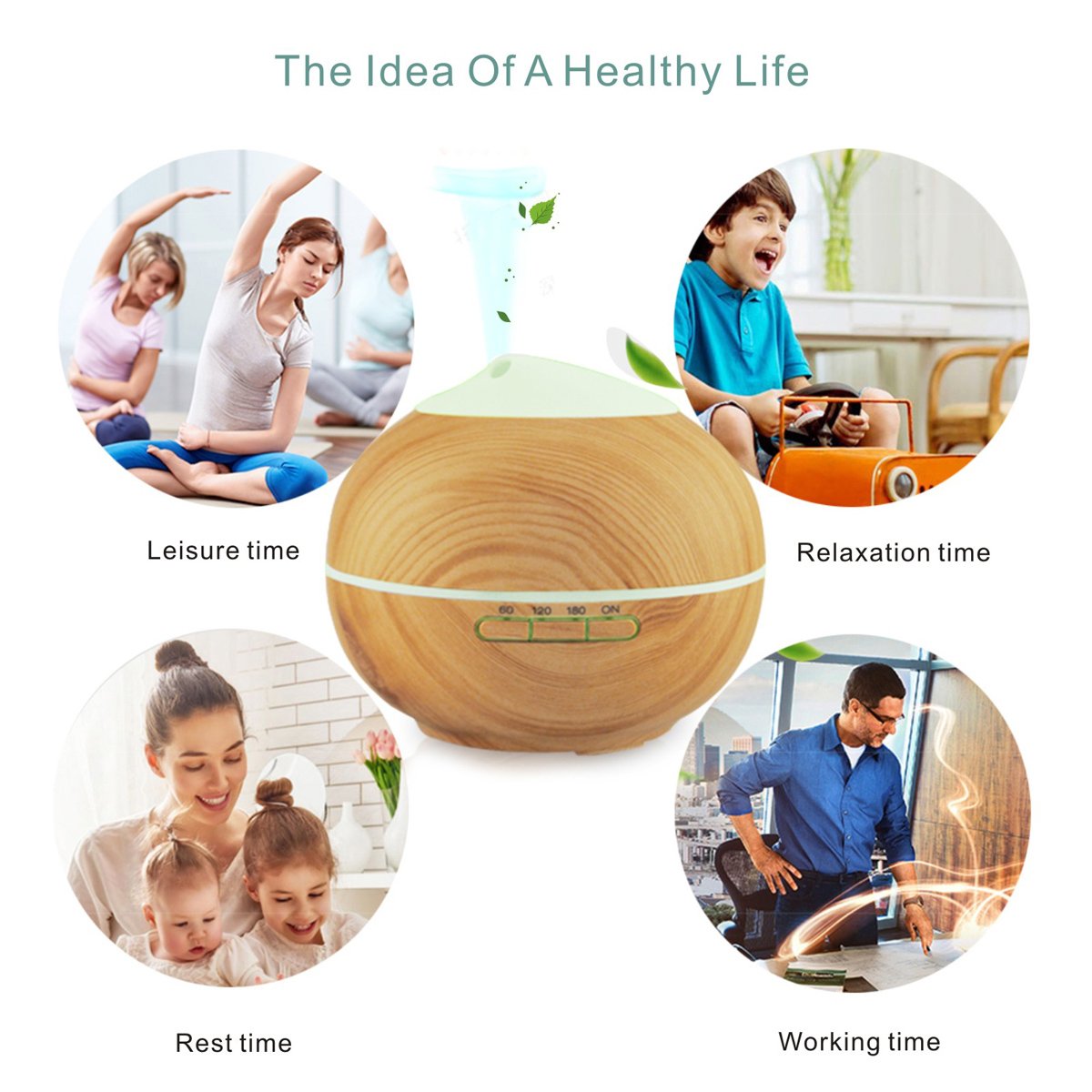 Aroma Diffuser, 200ml Holzmaserung Luftbefeuchter mit Farbenwechselnde Elektrisch Duftlampe 7 Farben für Yoga Salon Spa Wohn Schlaf Bade oder Kinderzimmer Hotel