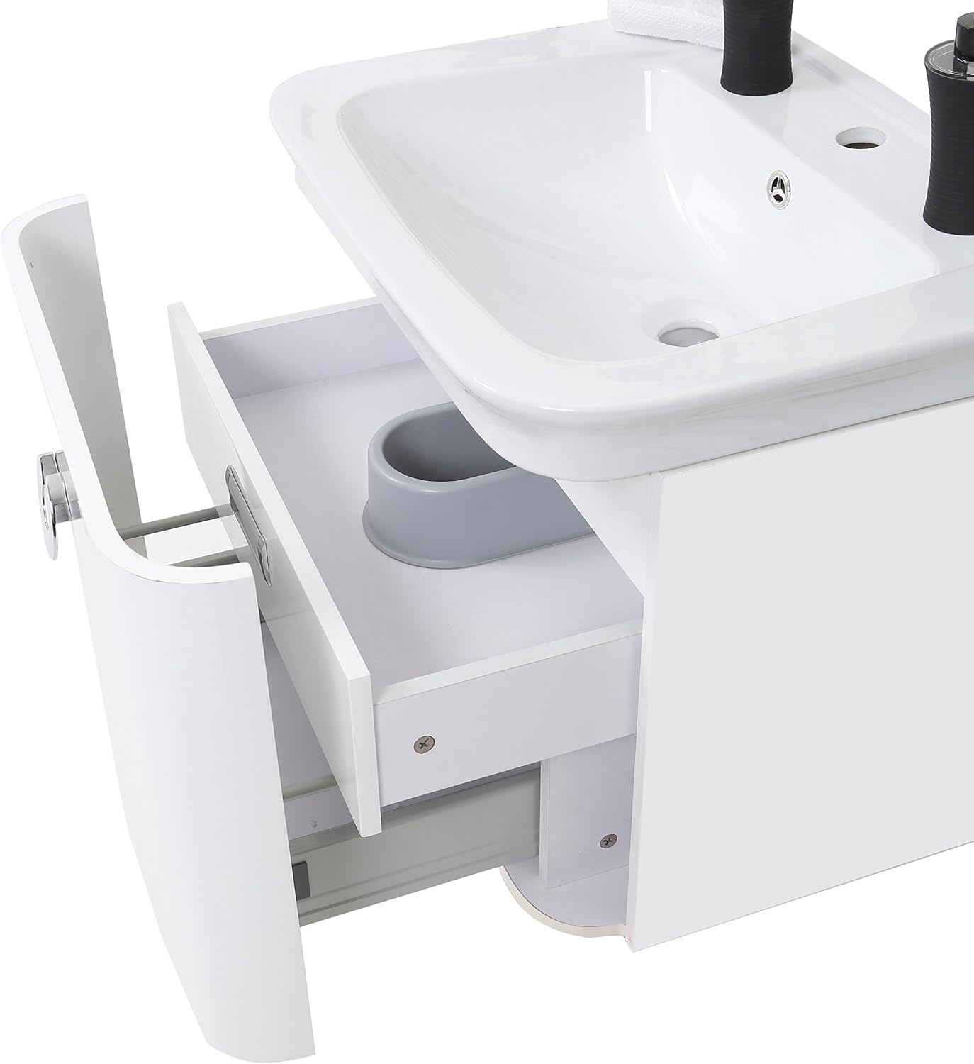 Premier Housewares Adelphi Basin and Under Cabinet Set, Ceramic/MDF, White, 48 x 60 x 97 cm - Image 4