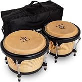 BAHAMUT 7"+9" Wooden Bongo Drums for Adults, Bongos for Pros with Bag | Poplar Shells with Cowhide Heads for Bright, Powerful Sound; Larger 7" &amp; 9" Set for Stage; Tuning Wrench &amp; Bag Included