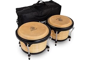 BAHAMUT Bongo Drum Set, 7"+9" Wooden Bongos for Adults & Kids, Ideal for Professional Players, Comes with Tuning Wrench & Waterproof Bag