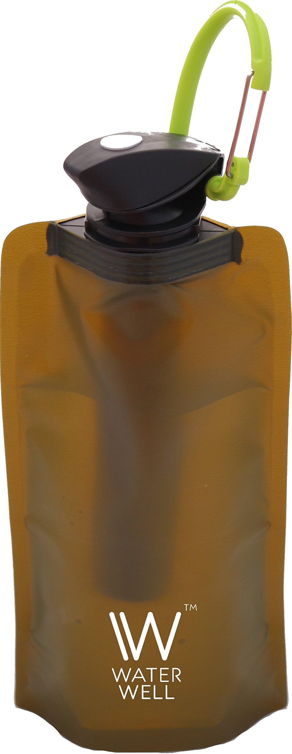 Foldable Squeeze Travel Water Bottle- Purifies Water by Eliminating 99.9% of Waterborne Bacteria & Parasites. Ultra Filtration Straw Filters 1000 Litres of fresh water. Hollow Fibre Membrane Water Purifier and Carbon Filter- For International Travel, Sports, Camping, Survival Prepper and the Outdoors- Portable Reusable . Water Well™ 500ml Uses the same filtration technology as Water Well™ hard plastic bottle version