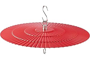 EYROSA 11.2" Metal Bird Feeder Rain Guard, Red Dome Shield Cover Umbrella Shade for Hummingbird Oriole Feeder, Baffles for Bird Feeders