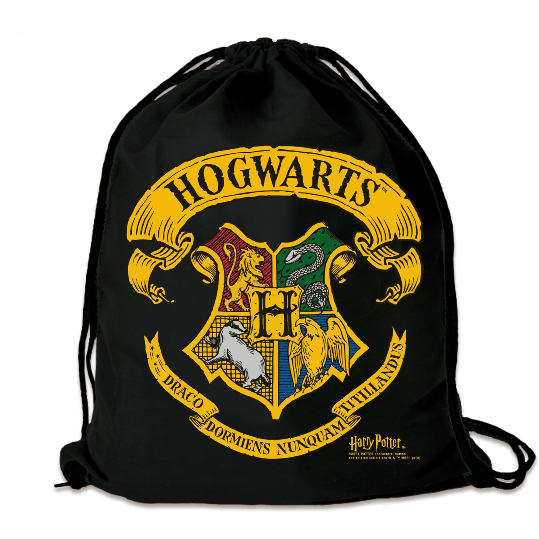 Logoshirt® Harry Potter - Hogwarts Logo I Printed Gym Bag - Fabric Backpack 100% Cotton I AZO-Free I Black I Original Licensed Design