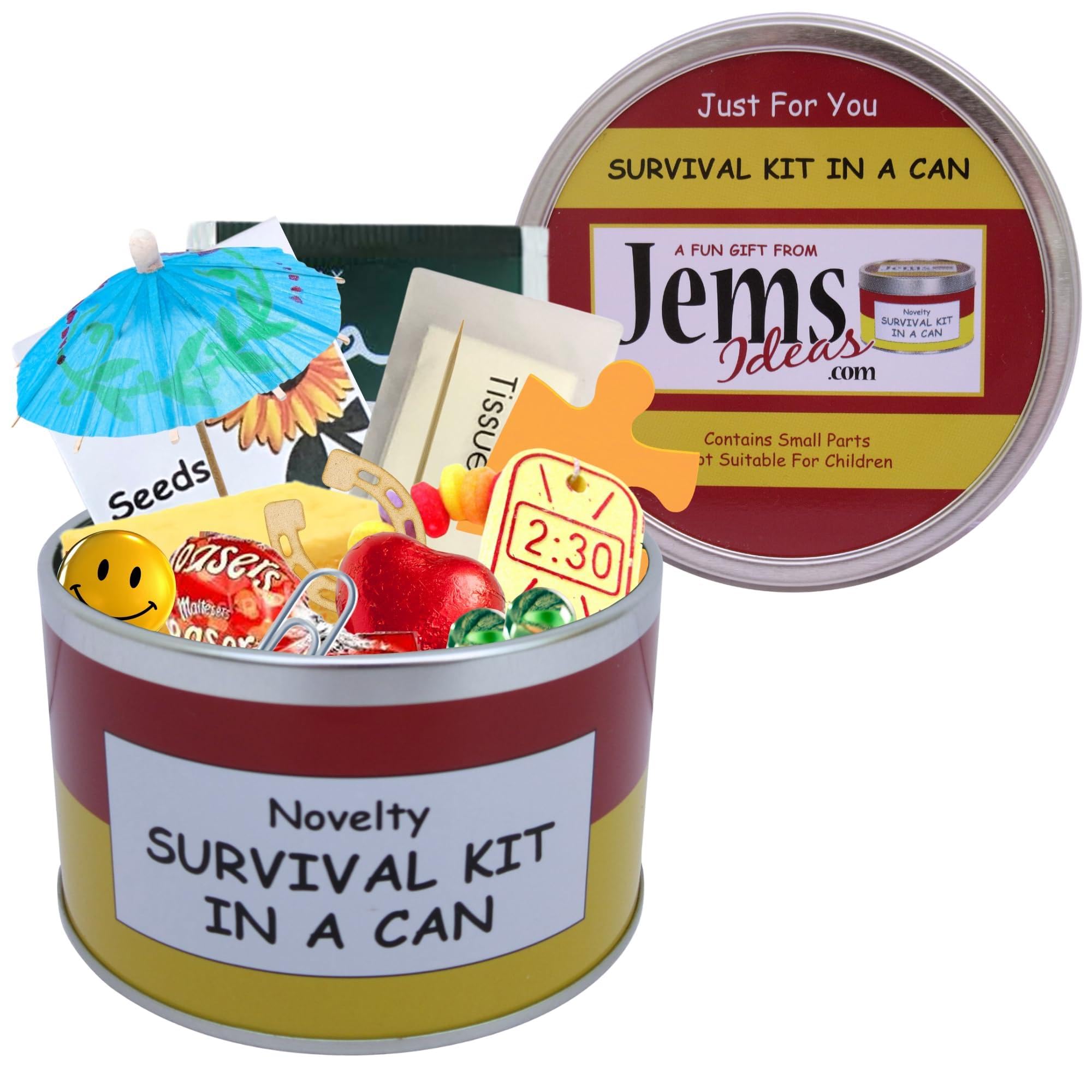 Survival Kit In A Can Mother of the Groom Funny Wedding Day Gift – Unique Keepsake for Mum – Fun Thank You Present from Son – Novelty Gift Box with Card (Red/Yellow)