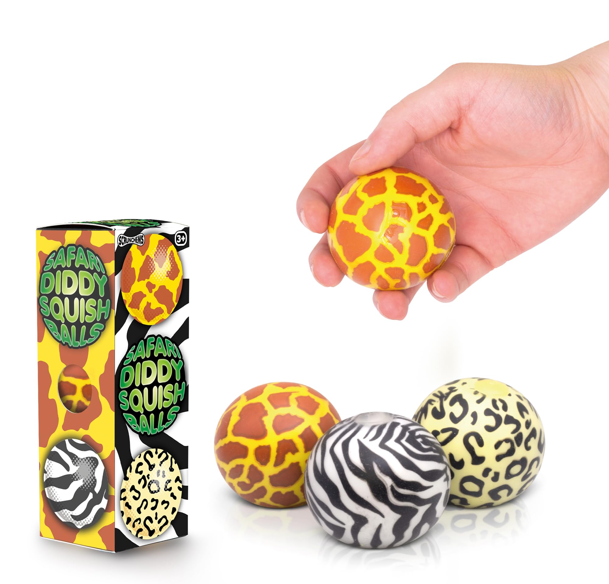 Tobar SCRUNCHEMS SAFARI DIDDY Stress Squish Ball Toy - 3 Pack