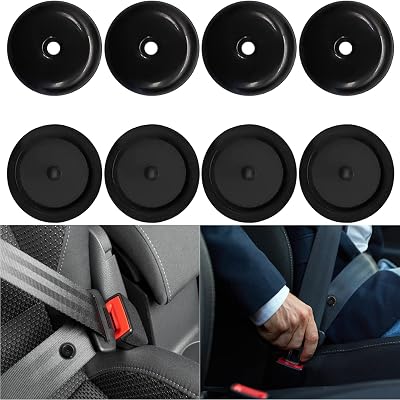 jeufun 4 Pairs Seat Belt Stop Button Anti-Slip ABS Black