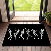 SPUNKER Door Mat,Halloween Skull Front Doormats 17''x30'',Funny Skeleton Indoor Outdoor Entrance Welcome Mat,Low-Profile Floor Rugs for Entry Patio