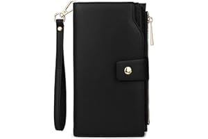 Uromee Wallet Women Vegan Leather RFID Blocking Large Ladies Wristlet Purse Card Holder Organizer Clutch