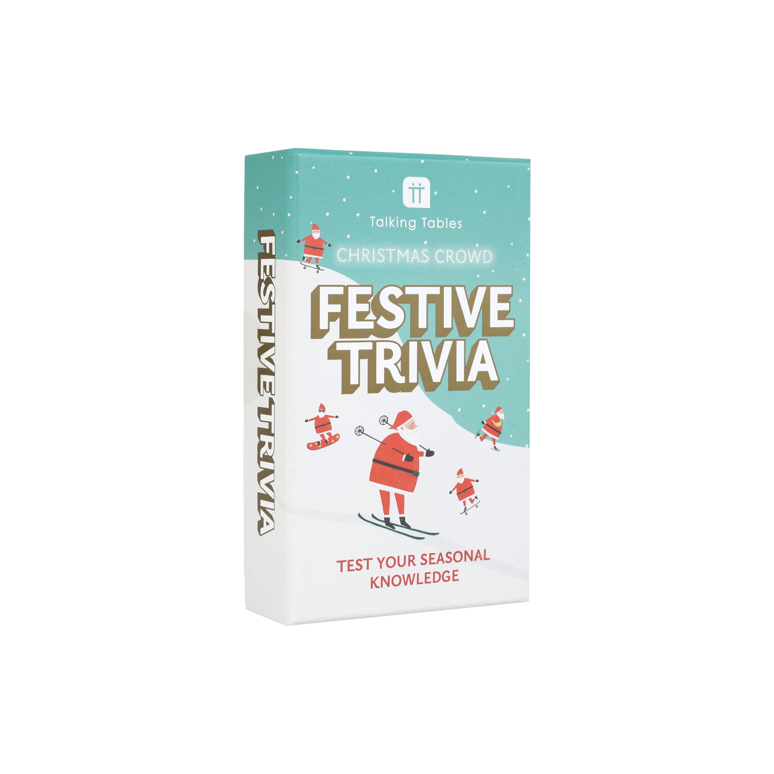 Talking Tables Christmas Festive Trivia Quiz Game, Secret Santa, Question Cards about Holidays, Celebrations, Traditions, Dinner Party, Fun Travel Pocket Games for Kids, Card Games, Ages 12+