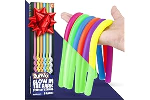 BUNMO Stocking Stuffers for Kids - Stretchy Sensory Strings - Sensory Toys for Kids - Stocking Stuffers for Boys and Girls - Hours of Fun - Glow in The Dark - 6 Pack