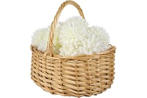 VILLCASE Small Wicker Woven Basket with Handle & Plastic Liner 20x17cm - Rustic Willow Flower Girl Basket, Easter Egg Hunt Pa