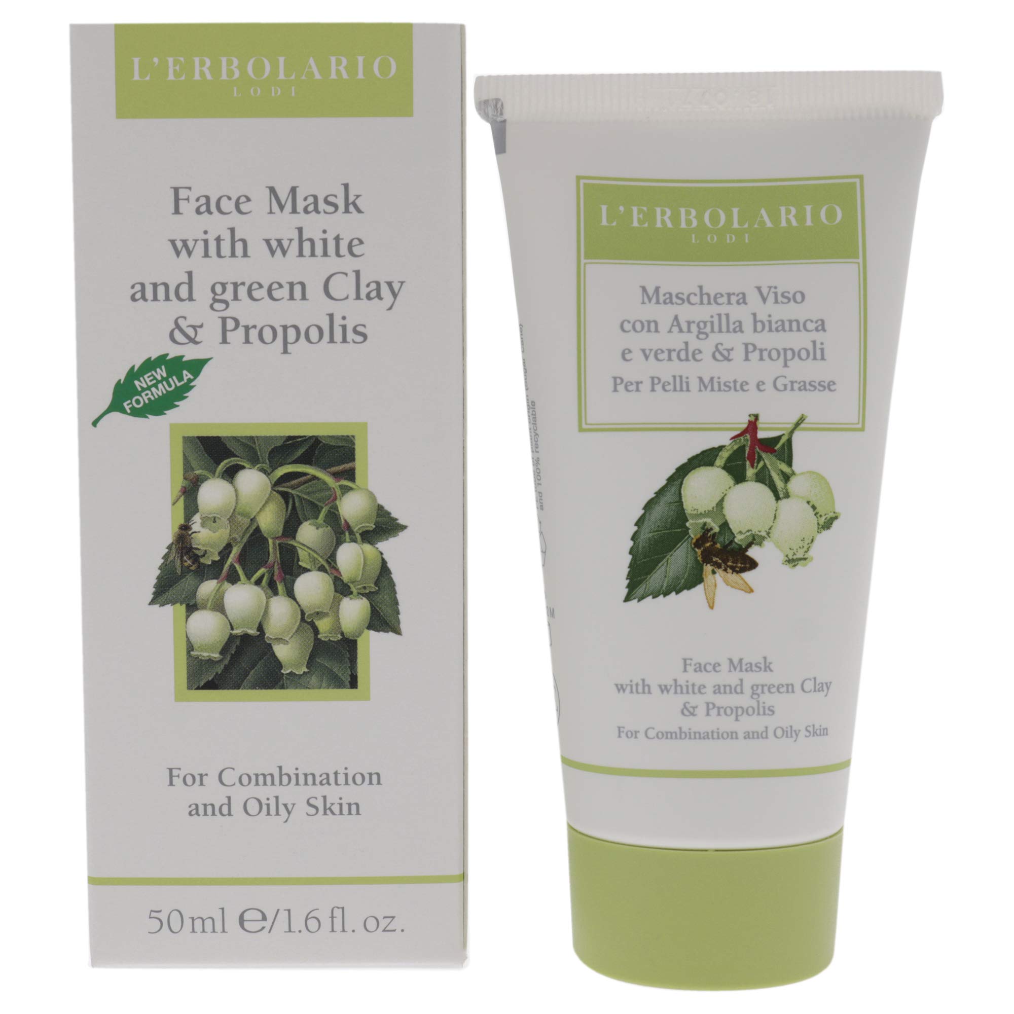 LErbolario Face Mask With White and Green Clay for Unisex 1.6 oz Mask