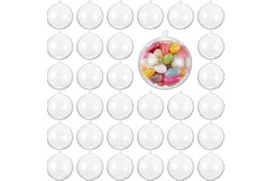 THE TWIDDLERS 48 Large Clear Plastic Ornaments for Crafts Fillable Christmas Balls 3.2", Christmas Craft Fillable Baubles, Small Clear DIY Fillable Ornaments Christmas Tree Decorations, Ornament Balls
