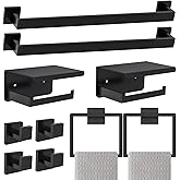 Matte Black Bathroom Hardware Accessories Set 10-Pieces Black Towel Bar Set Stainless Steel Towel Holder Set 23.6 Inch Towel Bar,Towel Racks Set for Bathroom Wall Mounted