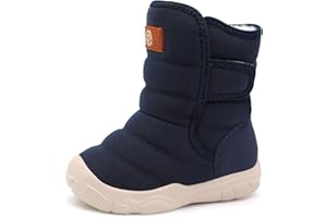 QFH Toddler Boys Girls Winter Warm Shoes Water-Resistant Comfy Non-Slip Snow Boots Cold Weather Insulated Outdoor Walking Shoe