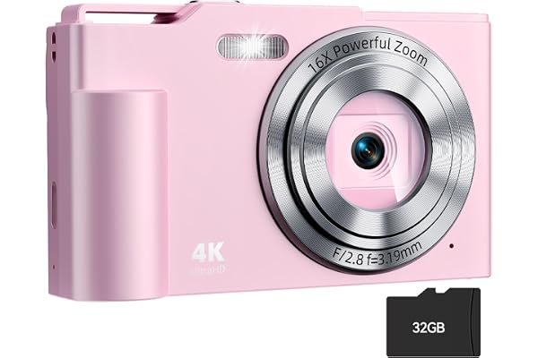Digital Camera, FHD 4K Digital Point and Shoot Camera with 16X Zoom Anti Shake, 48MP Compact Small Camera with 32GB Card for Boys Girls Kids