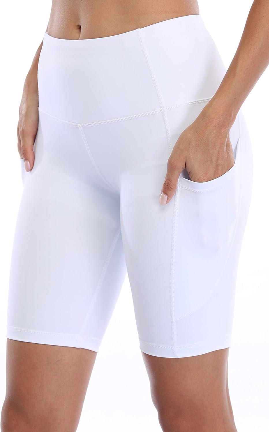 Oalka Women's Short Yoga Side Pockets High Waist Workout Running Shorts: Clothing