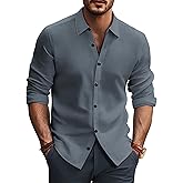 PJ PAUL JONES Mens Long Sleeve Button Down Shirts Wrinkle Free Stretch Untucked Dress Shirts Business Casual Shirt