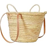 Solart Liz Xtra Large Basket Bag – 100% Organic & Handmade in Barcelona, Spain | Eco-Friendly Tote Bag with Cream Leather Straps | Stylish Handbag for Women, Perfect for Travel, Shopping, and Picnics