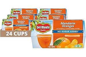 DEL MONTE Mandarin Oranges FRUIT CUP Snacks in Naturally Sweetened Water, No Sugar Added, 24 Pack, 4 oz