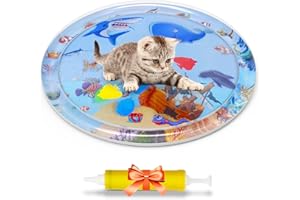 NABEKE Cat Water Mat for Cats, Interactive Cat Enrichment Toys for Indoor Cats, Upgrade 0.5 MM Thickened Cat Water Sensory Play Mat for Cats, Inflatable Cat Water Play Mat Toys for Bored Cats, TropicalFish