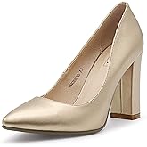 IDIFU Women's IN4 Chunky-HI Block High Heels Closed Pointed Toe Pumps Dress Office Shoes for Women