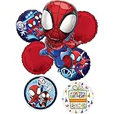 Spidey and Friends Birthday Party Supplies 7pc Foil Balloon Bouquet Decorations