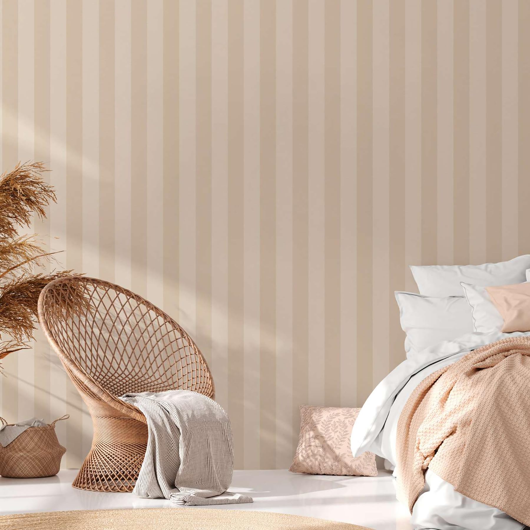 A.S. Création Beige Stripe Wallpaper, Non-Woven, 10.05 m x 0.53 m, Made in Germany