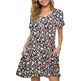 ZENNILO Plus Size Casual T Shirt Dresses for Women Flowy Swing Tunic Dress Pockets