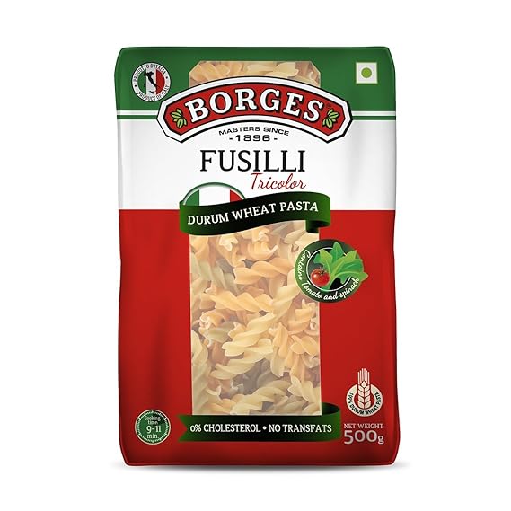 Borges Fusilli Tricolor Pasta, 500g