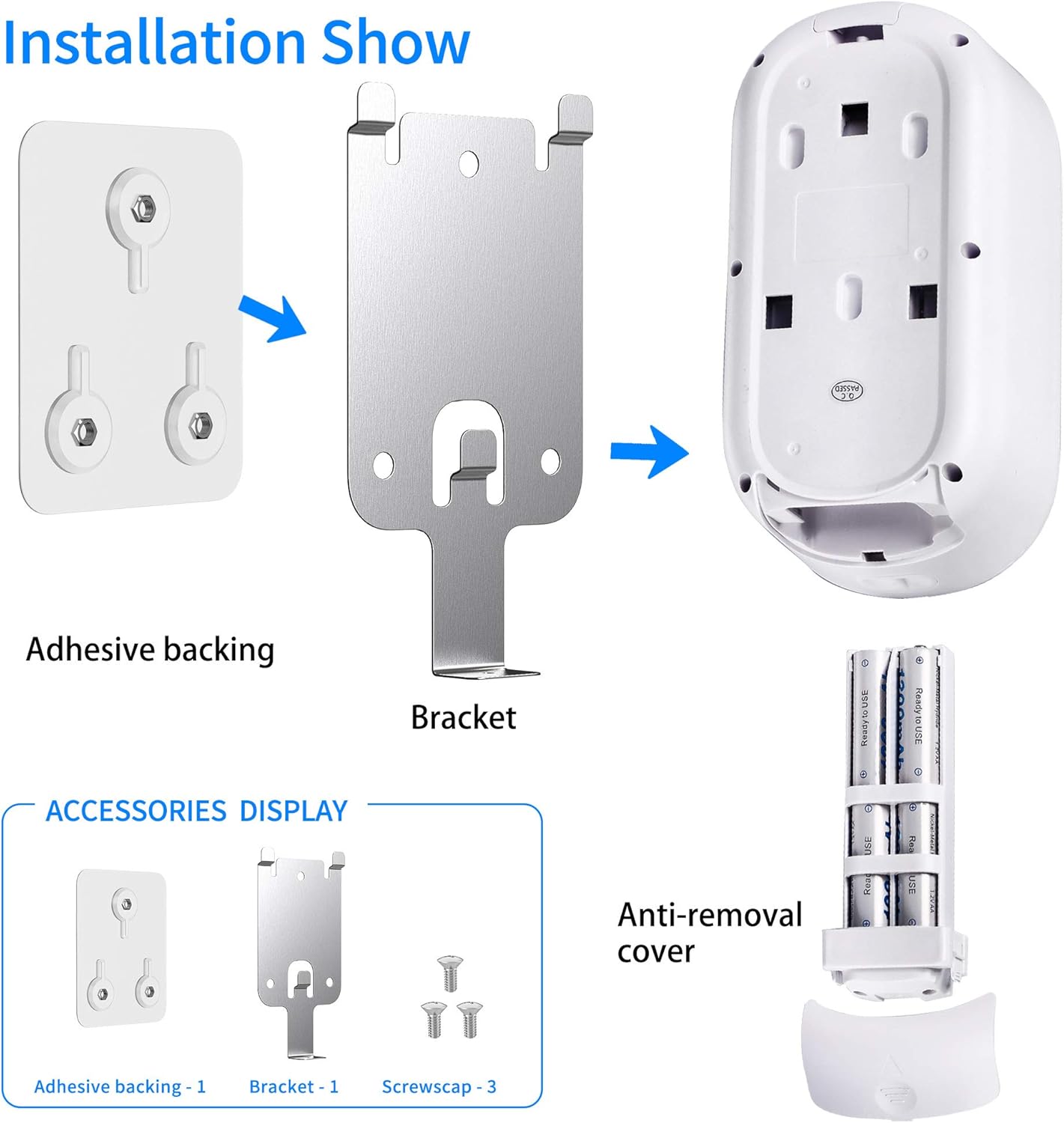 ANVASK Automatic Touchless Hand Sanitizer Dispenser Wall Mounted, Simple Human Touchless Soap Dispenser for 350ml Gel/Liquid, Refillable Sensor Pump Hands Free Dispenser for Bathroom/Kitchen, White: Home & Kitchen