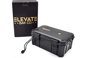 Elevate Bar Co. Travel Humidor Cigar Carrying Case - 15- Count- Waterproof, Crushproof, Airtight Seal, Durable Black Portable Case