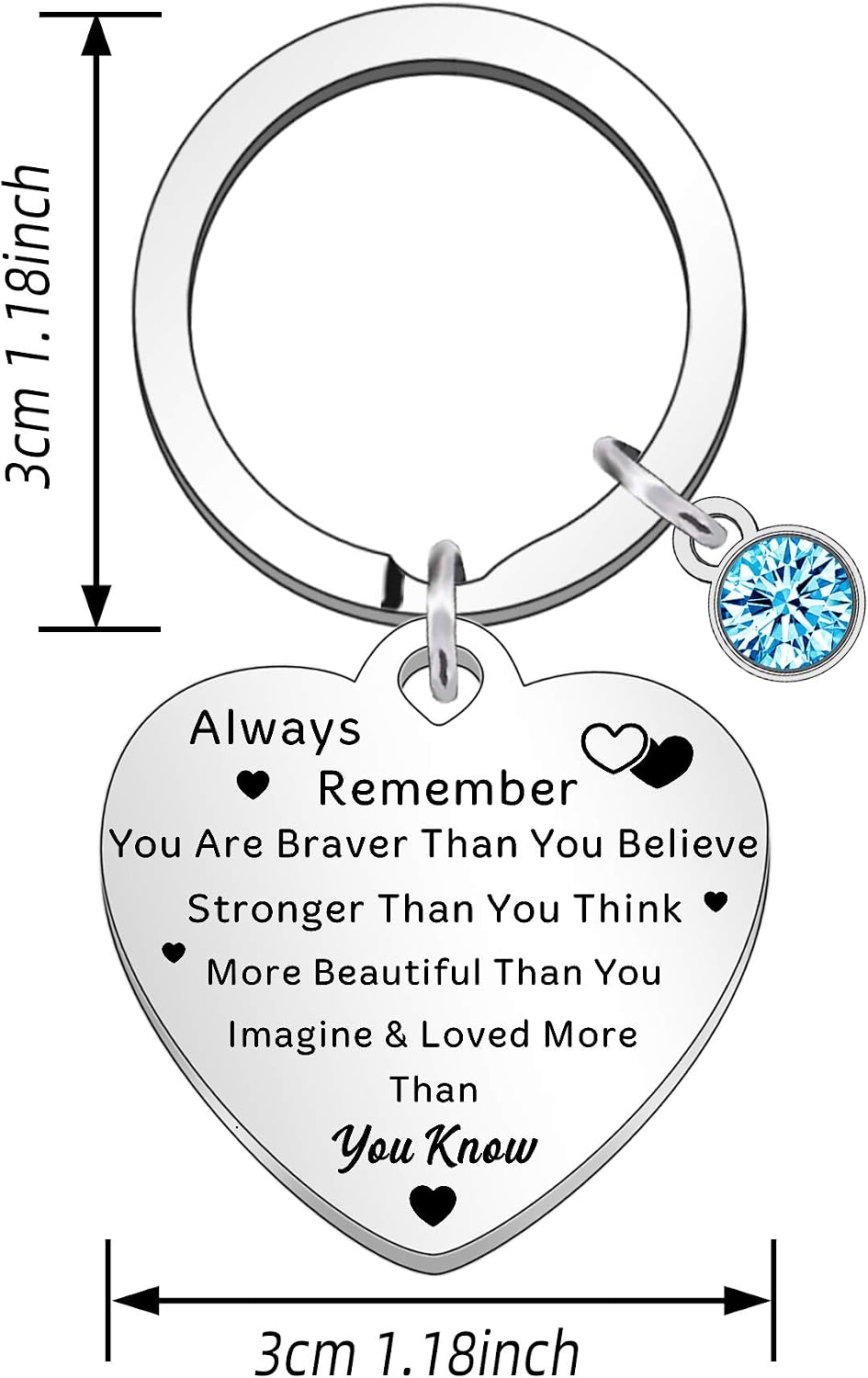 QMVMV Always Remember You are Braver Than You Believe Inspirational Keyring keychain for Friends Birthday Christmas Gifts - Image 3