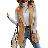 IDEALSANXUN Womens Wool Vest Fall Winter Long Sleeveless Blazer Jackets Cardigan