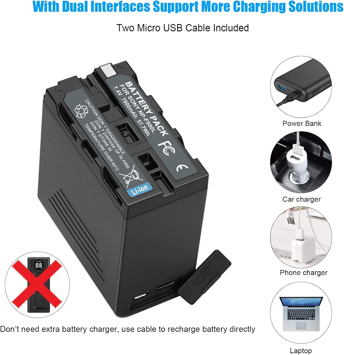 NP-F970 NP-F960 NP-F950 Battery,JYJZPB 2x8800mAh Replacement Battery for Sony NP-F930 NP-F550 NP-F530 NP-F570 DCR-VX2100,DSR-PD150,DSR-PD170,HDR-AX2000,HDR-FX1,HDR-FX7,with USB LCD Display - Image 4