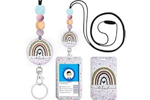 MCAPIRIVO Be Kind Rainbow Positivity Lanyards for Keys with Lanyard, Silicone Beaded Breakaway Lanyard for Women Teacher Nurse, Cute ID Card Holder Name Badge Keychain