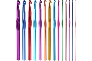 HSYMQ 14PCS Aluminum Crochet Hooks Knitting Needles Craft Yarn 2.0mm/2.5mm/3.0mm/3.5mm/4.0mm/4.5mm/5.0mm/5.5mm/6.0mm/6.5mm/7.0mm/8.0mm/9.0mm/10.0mm