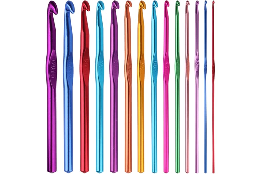 14PCS Aluminum Crochet Hooks Knitting Needles Craft Yarn 2.0mm/2.5mm/3.0mm/3.5mm/4.0mm/4.5mm/5.0mm/5.5mm/6.0mm/6.5mm/7.0mm/8.0mm/9.0mm/10.0mm