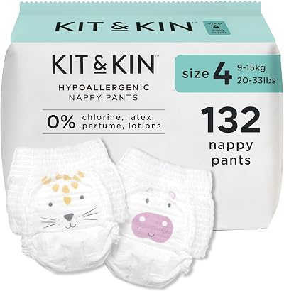 Kit & Kin Premium Nappy Pants Size 4 9-16 kg 132 Pcs 6 Packs